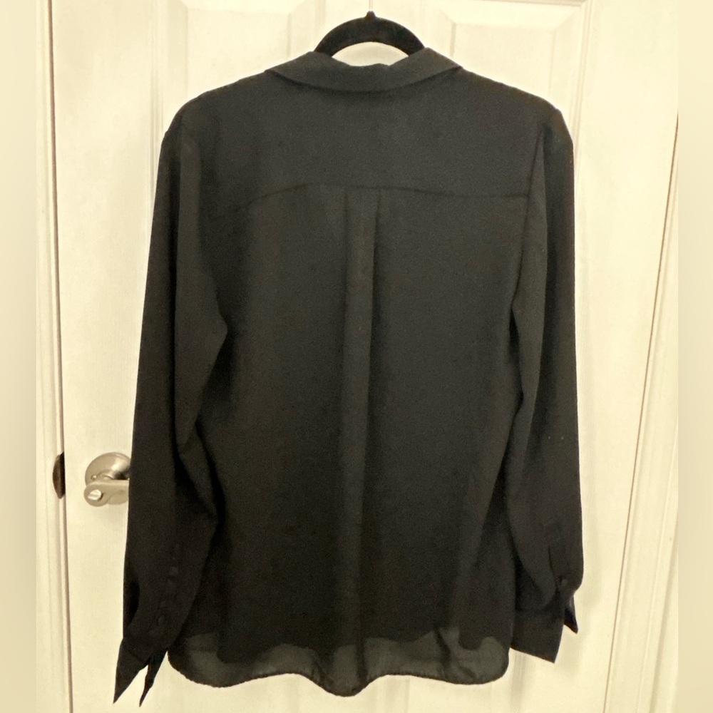 Black Silky Button Down Top, Sz M - Picture 4 of 4